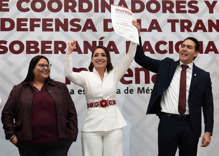 Jasmine María Bugarín Rodríguez fue designada coordinadora de la Defensa de la Transformación de Morena en Nayarit, el 28 de septiembre de 2026.