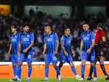 Futbolistas de Cruz Azul después de uno de sus partidos en el Torneo Grita México Apertura 2021.
