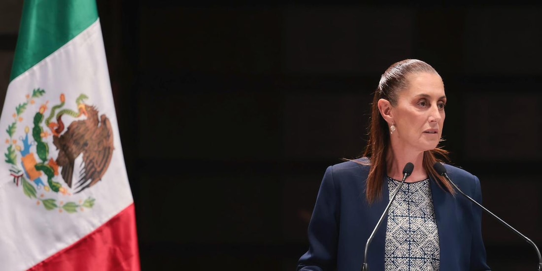 Claudia Sheinbaum al hacer el anuncio.