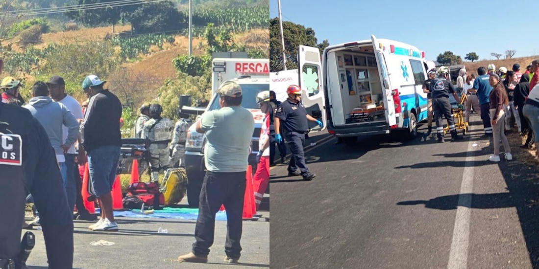 Vuelca camión de pasajeros en la Curva del Diablo