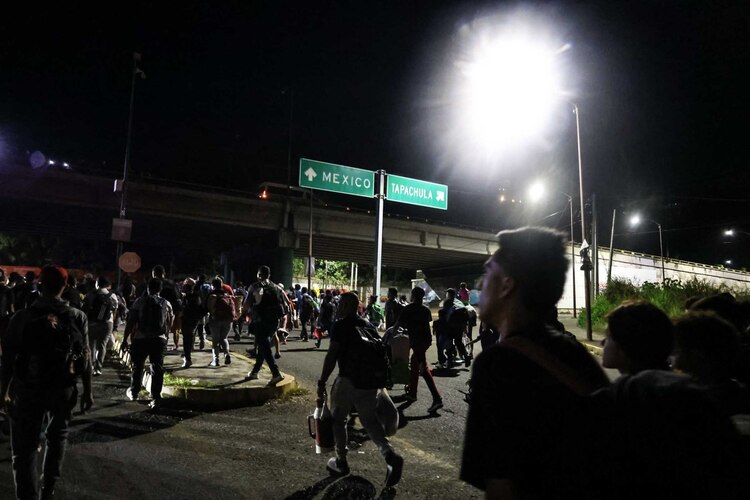 Una caravana migrante en Tapachula, Chiapas, rumbo a la frontera norte, el 18 de diciembre.