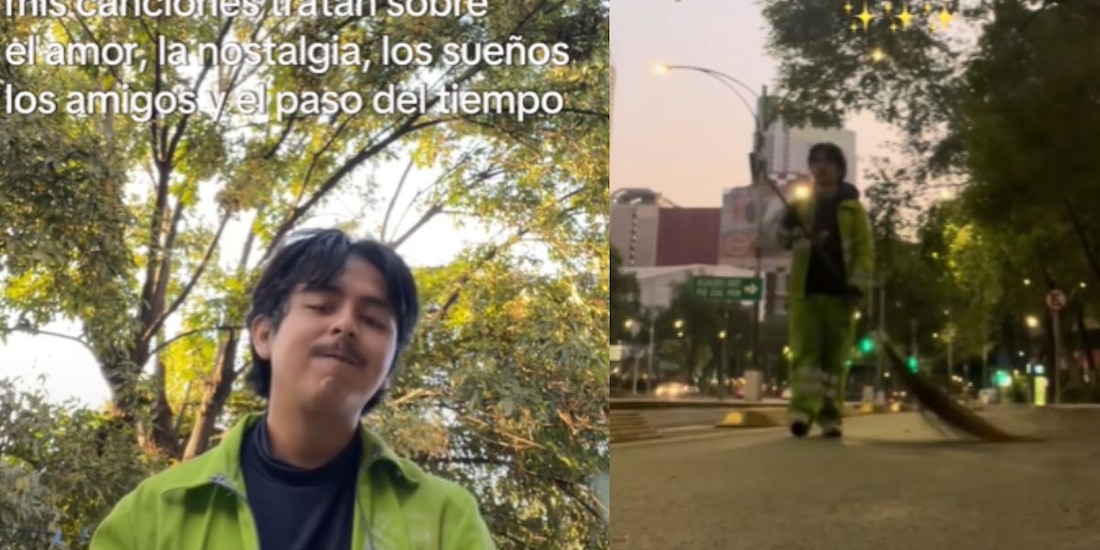 Macario Martínez, un joven barrendero de la Ciudad de México, ha ganado popularidad en redes sociales, especialmente en TikTok, por su pasión por la música y la composición.