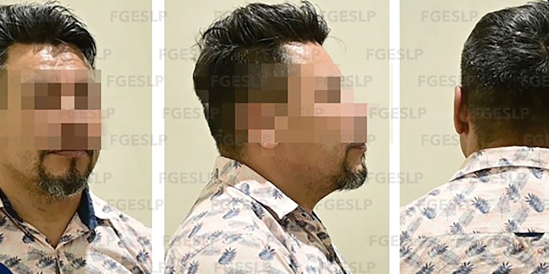 Autoridades de San Luis Potosí compartieron una foto del detenido, quien fue vinculado por homicidio calificado, ayer.