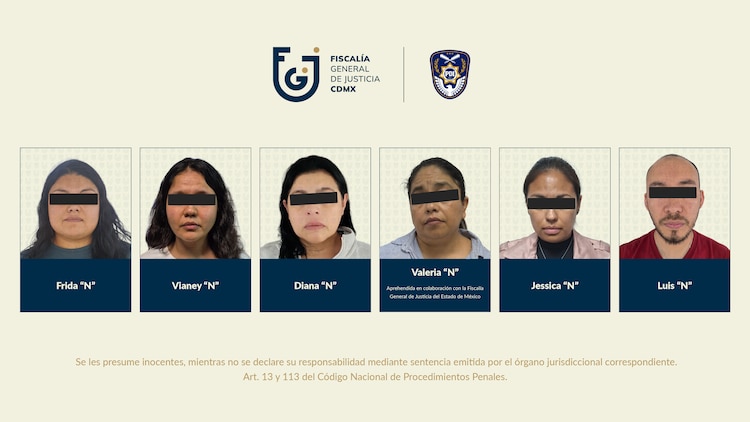 Los seis detenidos por el caso.