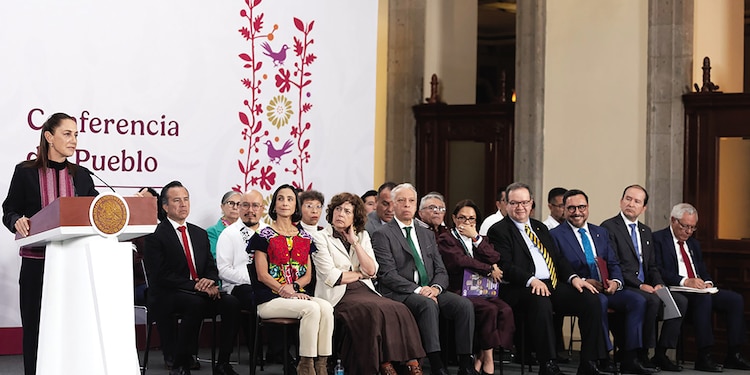 La Presidenta Claudia Sheinbaum, ayer, en conferencia de prensa.