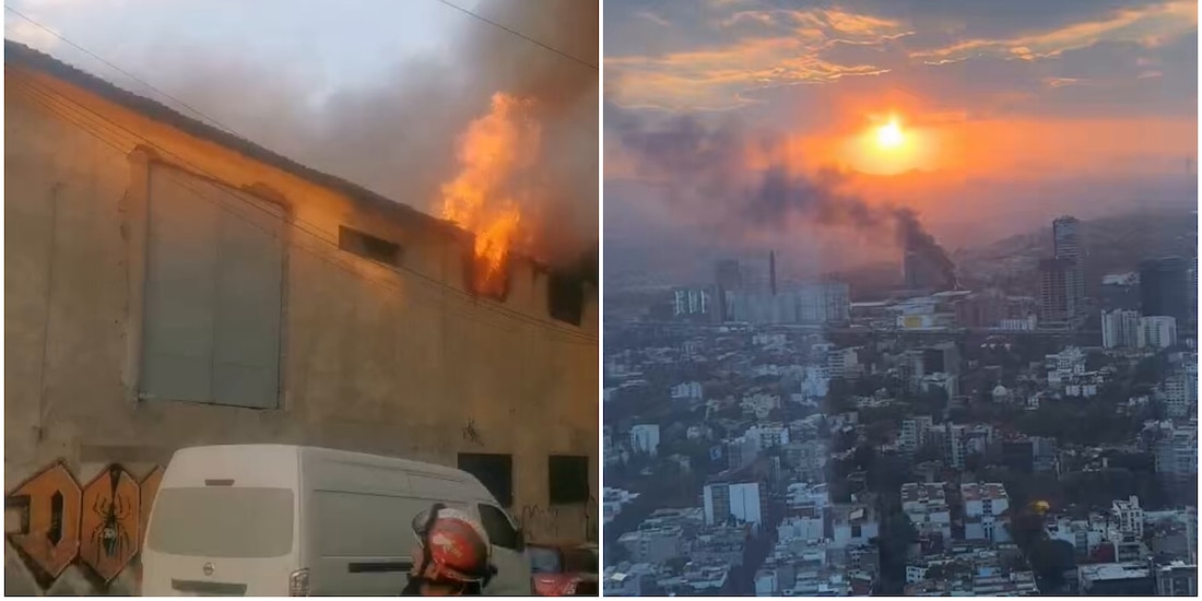 Incendio en fábrica de la alcaldía Álvaro Obregón, el 28 de enero de 2026.