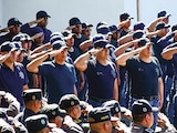 ASPECTO DE LA CEREMONIA de honores a la bandera nacional en el Centro de Estudios e Investigación en Seguridad (CEIS) del estado, el 27 de julio pasado.