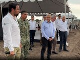 El Presidente Andrés Manuel López Obrador en la supervisión de la obra.