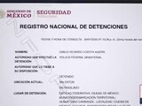 Ficha del Registro Nacional de Detenciones.