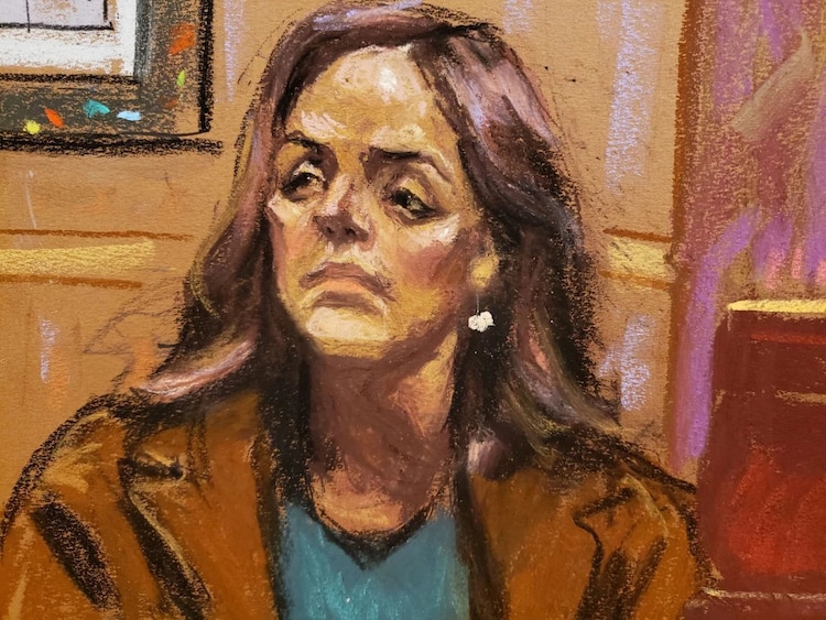 Linda Cristina Pereyra, esposa de Genaro García Luna, en un sketch judicial.