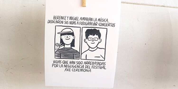 Caricatura con los rostros de Miguel Ángel y Berenice.