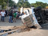 An overturned truck is seen after a trailer crash in the southern Mexican state of Chiapas killed at least 49 people, most of them migrants from Central America, officials said on Thursday, in Tuxtla Gutierrez, Chiapas, Mexico December 9, 2021, in this picture obtained from social media. Mandatory credit El La Mira/via REUTERS ATTENTION EDITORS - THIS IMAGE HAS BEEN SUPPLIED BY A THIRD PARTY. MANDATORY CREDIT. NO RESALES. NO ARCHIVES.