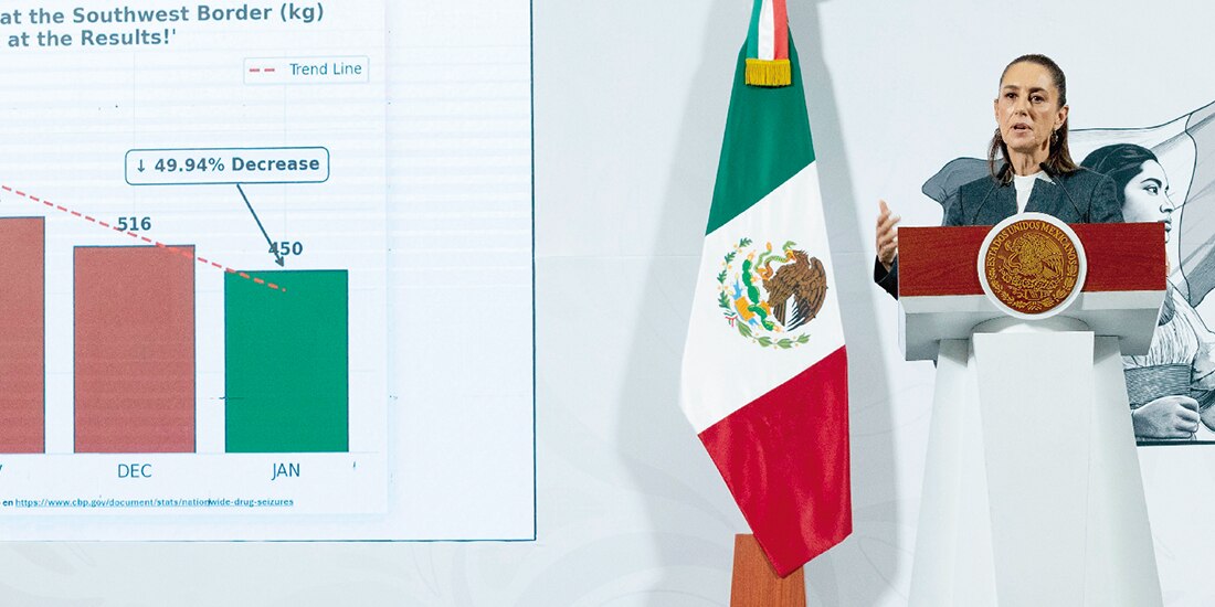 La presidenta Claudia Sheinbaum, ayer, en conferencia.