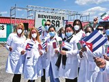 Uno de los grupos de médicos, en su regreso a Cuba en marzo pasado.