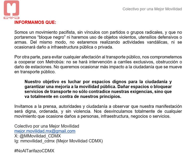 Comunicado del Colectivo por una Mejor Movilidad