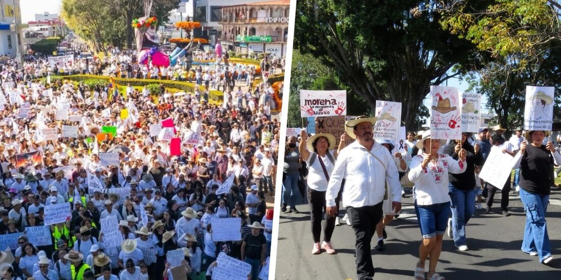 Miles participan en Marcha por la Paz en Uruapan; además, comercios paran labores.