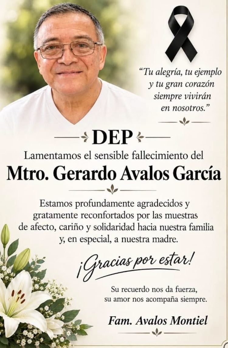 Esquela de Gerardo Ávalos García