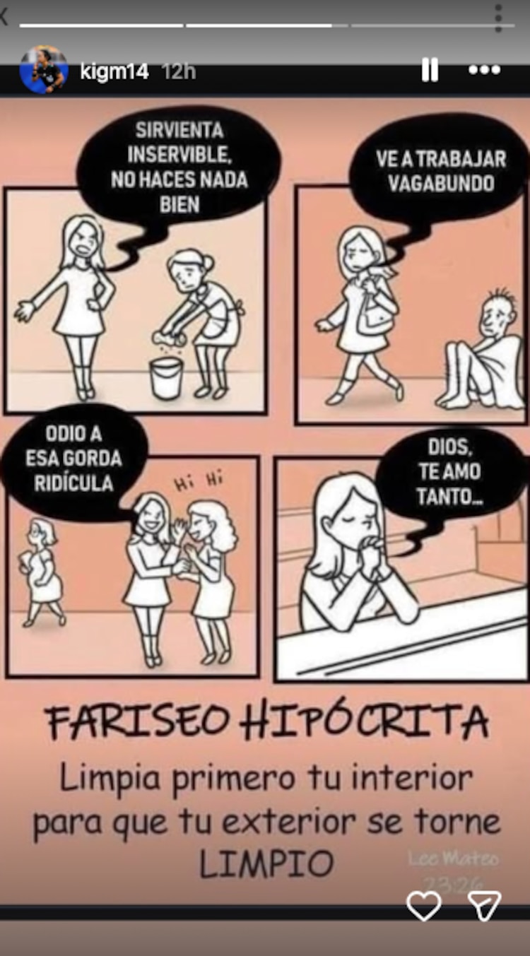 Imagen de la segunda instastorie de Katia Itzel García tras las críticas del Turco Mohamed.