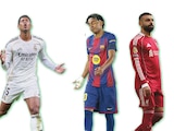 En la imagen, los futbolistas Jude Bellingham; Lamine Yamal y Mohamed Salah