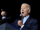 El presidente de Estados Unidos, Joe Biden, desde el cierre de campaña en Nueva York.
