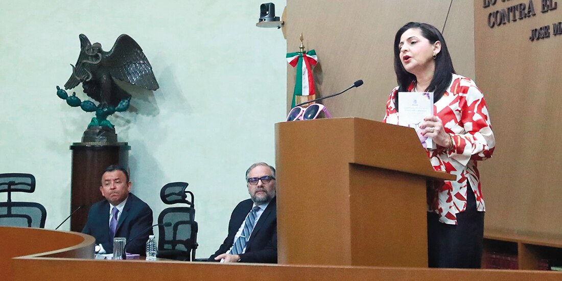 La magistrada presidenta del TEPJF, ayer, en la Sala Regional Ciudad de México.