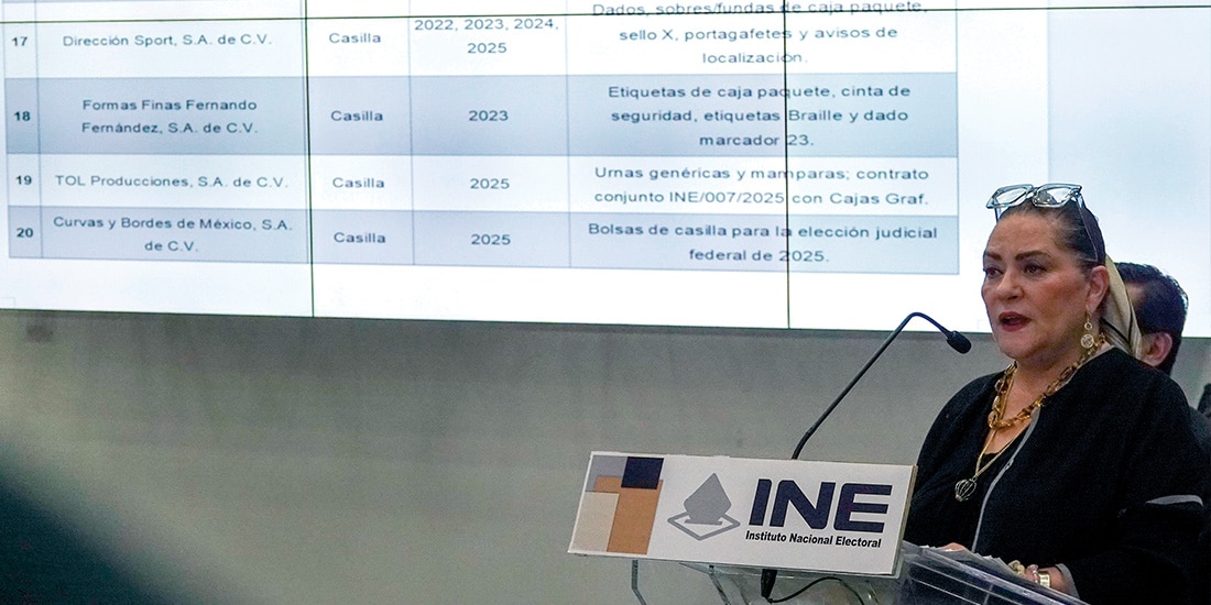 La consejera presidenta del INE, Guadalupe Taddei, ayer, en conferencia