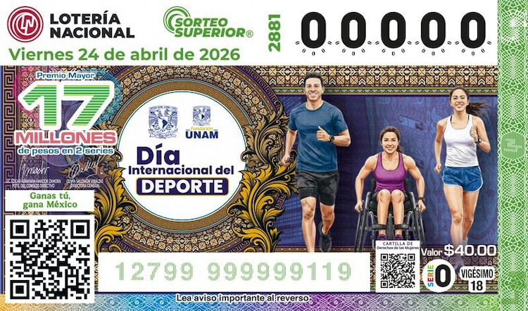 El billete del 19 de abril promueve la cultura del deporte y la paz en el marco de la próxima Carrera Atlética Fundación UNAM 2026.