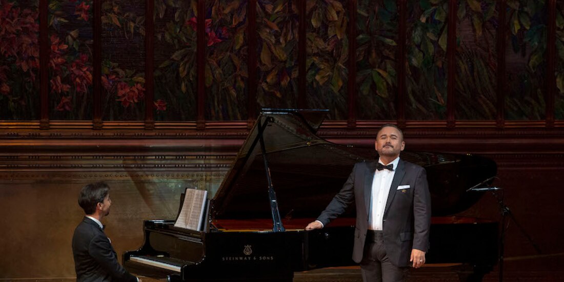 El pianista Ángel Rodríguez y el cantante Javier Camarena, ayer.