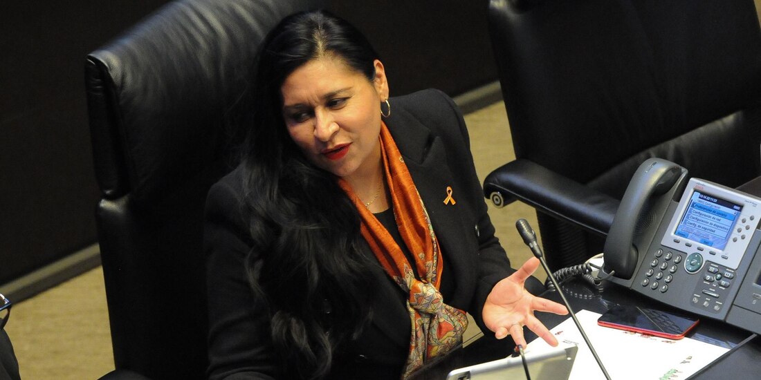 Ana Lilia Rivera, presidenta de la Mesa Directiva del Senado, durante la sesión de este miércoles en la Cámara Alta el 22 de noviembre de 2023.