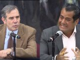 El consejero presidente del INE, Lorenzo Córdova, y el diputado Sergio Gutiérrez Luna se lanzan acusaciones en foro organizado por la UNAM y el Tribunal Electoral