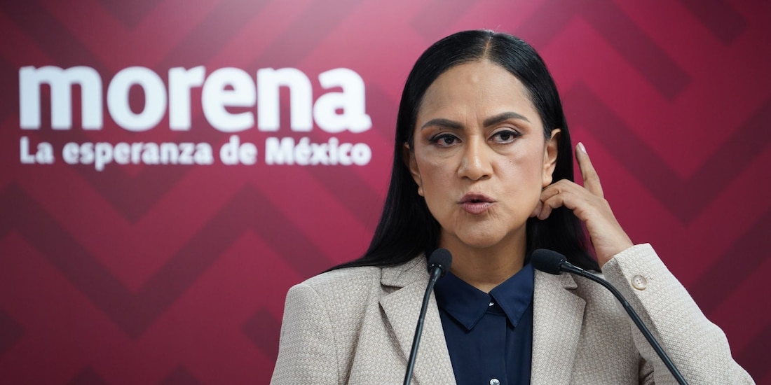 Ariadna Montiel Reyes, dirigente nacional de Morena, en conferencia de prensa