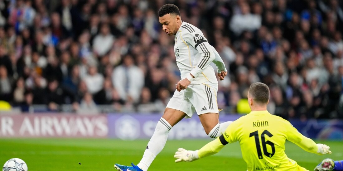 Kylian Mbappé anota en el Real Madrid vs Mónaco de la Champions League