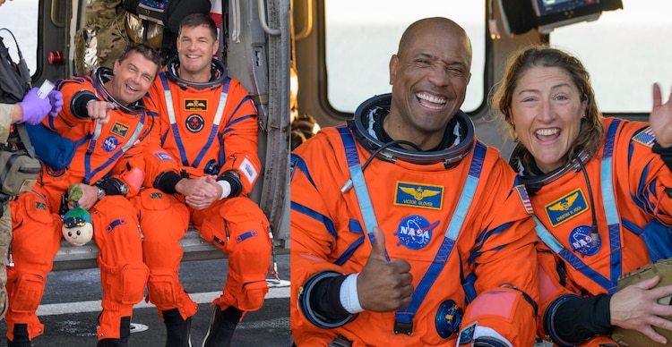 Los astronautas de la misión Artemis II lucían radiantes en la cubierta de vuelo del USS John P. Murtha tras ser evacuados de su nave espacial Orión después del amerizaje