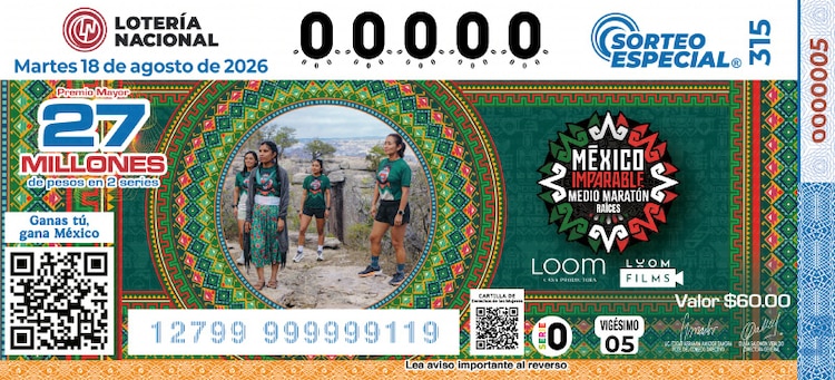 El Sorteo Especial 315 de la Lotería Nacional está dedicado a las corredoras de México Implacable.