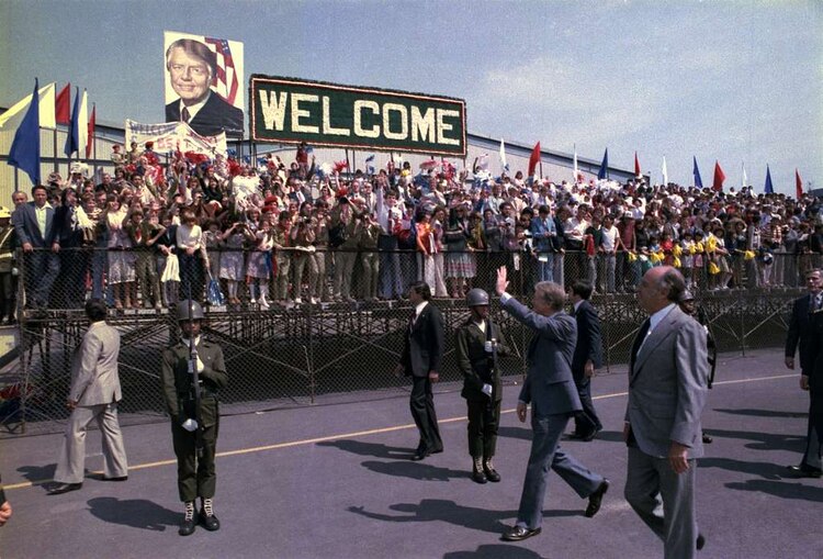 Reciben a Jimmy Carter en México, en 1979.