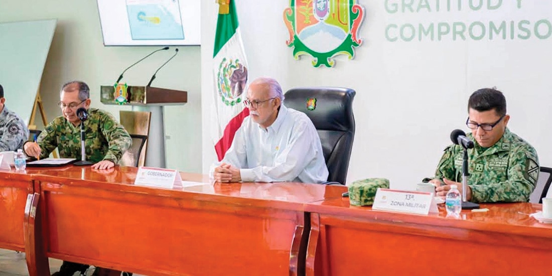 EL GOBERNADOR de Nayarit, ayer, en la Mesa Estatal de Construcción de la Paz y la Seguridad.