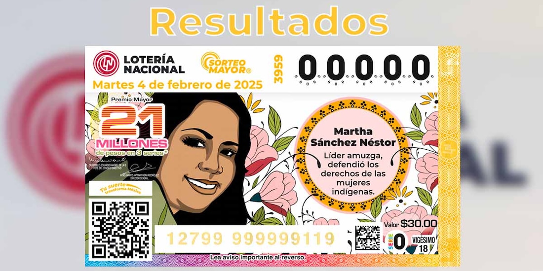 Resultados Sorteo Mayor 3959 del 4 de febrero del 2025 de Lotería Nacional.