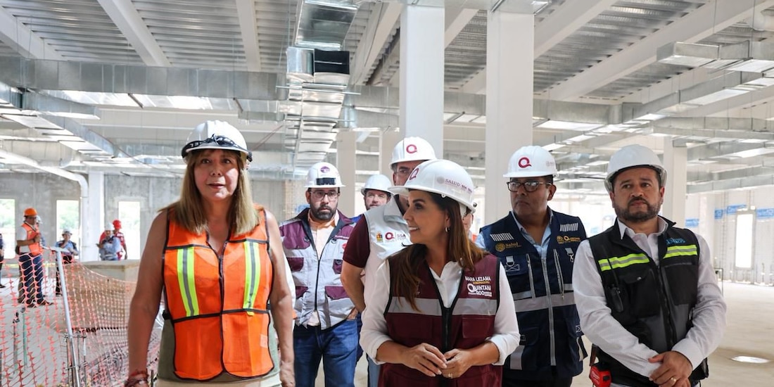 La gobernadora Mara Lezama supervisa los avances de la segunda etapa del hospital bajo el modelo IMSS-Bienestar.