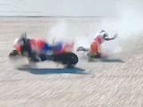 El momento exacto del accidente sufrido por el piloto español Jorge Martín en los entrenamientos del Gran Premio de Portugal de MotoGP.