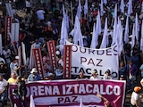 Simpatizantes de Morena, antes de su llegada a la Plaza de las Tres Culturas, el pasado 5 de septiembre.