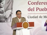 La titular de Segob esta mañana en Palacio Nacional.