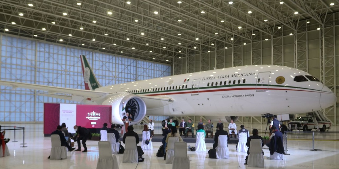 El presidente de México, Andrés Manuel López Obrador presentó el avión presidencial José María Morelos y Pavón, el 27 de julio de 2020.