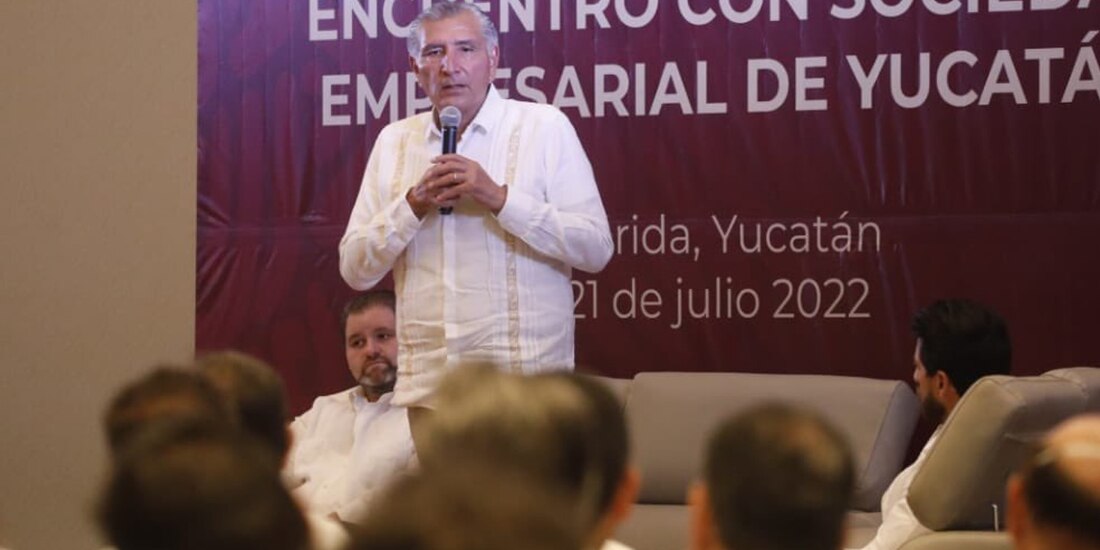 Adán Augusto López Hernández, secretario de Gobernación, durante gira de trabajo en Yucatán.