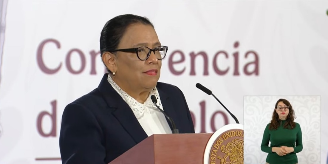 Rosa IIcela rodríguez, secretaria de Gobernación, este jueves en Palacio Nacional.