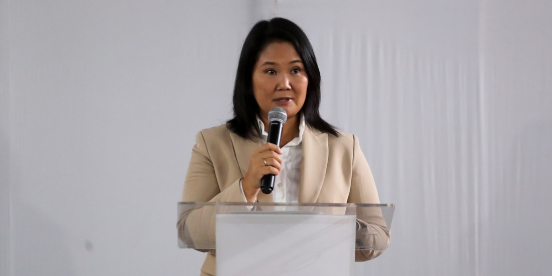 Keiko Fujimori en una conferencia de prensa.