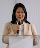 Keiko Fujimori en una conferencia de prensa.