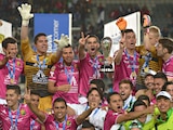 Futbolistas del León festejan su bicampeonato obtenido en el Torneo Clausura 2014 de la Liga MX.