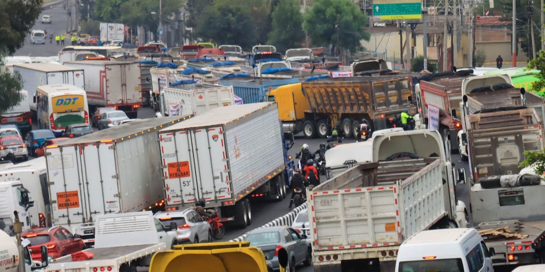Un bloqueo de transportistas en una fotografía ilustrativa.