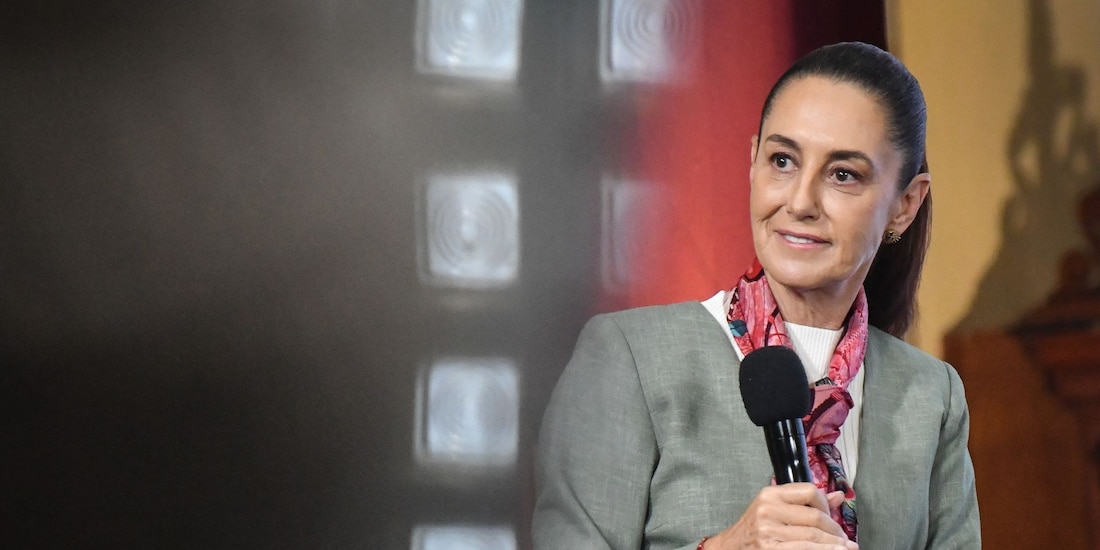 Claudia Sheinbaum, presidenta de México, durante su intervención en la conferencia matutina