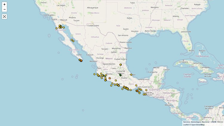 Mapa de actividad sísmica en México hoy 4 de septiembre